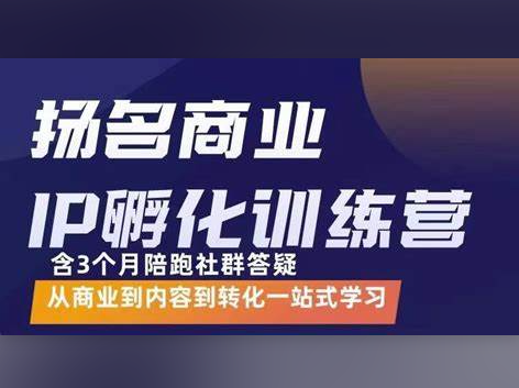 商业IP孵化训练营，从商业到内容到转化一站式学 价值5980元